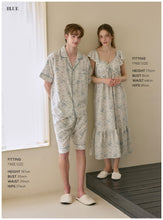 Load image into Gallery viewer, [PRE-ORDER] 2026 S/S 100% 국내산 생산&amp;고퀄리티 "블루 워싱 플라워 패턴 잠옷(+커플가능/여성용-브라캡 내장)"