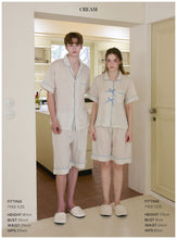 Load image into Gallery viewer, [PRE-ORDER] 2026 S/S 100% 국내산 생산&amp;고퀄리티 "블루 리본 반소매 카라넥 2pc 잠옷(+커플가능)
